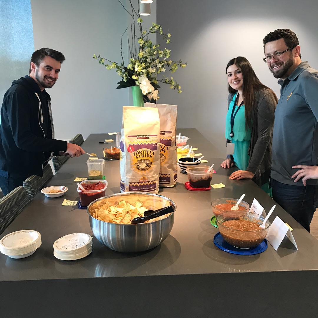 Annual Salsa Competition is taking place now! Who is gonna win the golden sombrero??? #salsacompetition #madeatinductive #inductiveautomation #cincodemayo #lovewhereyouwork